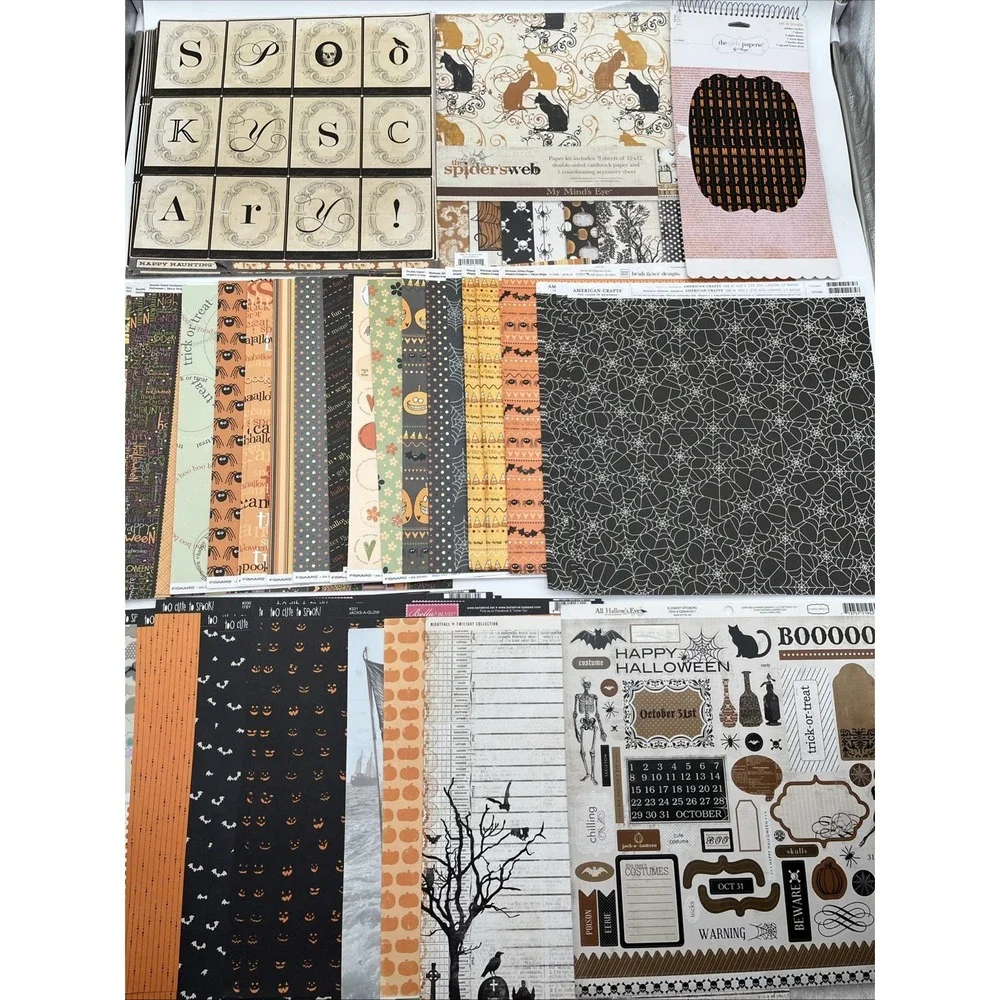 Vintage Halloween Scrapbook Paper Lot 12x12 My Mind's Eye Bella Blvd